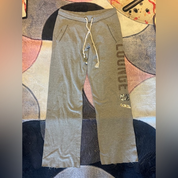 Pink gray sparkle boyfriend sweatpants with pockets & drawstring - Picture 1 of 10